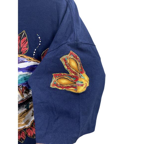 Vintage Single Stitch Navy Moccasin and Desert Hand Painted Tee Shirt Size‎ XL - Picture 7 of 8